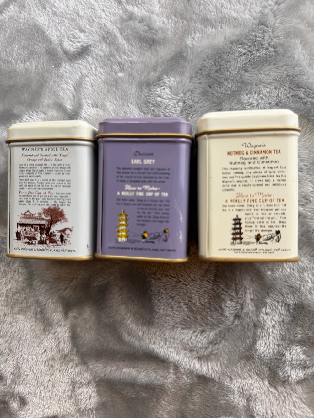Vintage Style Tea Canister Set in Lavender and Cream - Spice Tea Collection